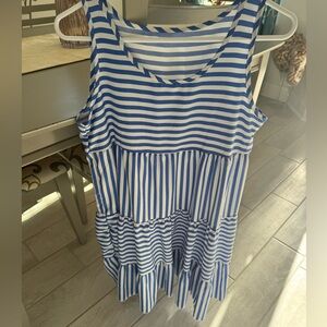 Womens Blue & White Striped Summer Dress